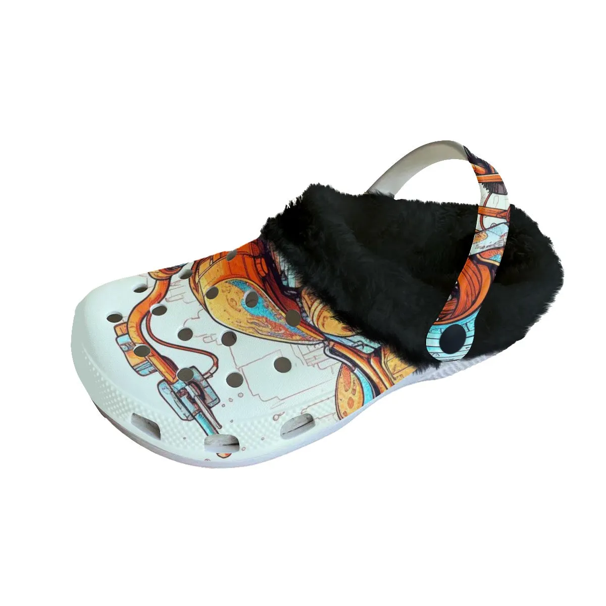 MC # 10 Men's Classic Clogs with Fleece, motorcycle print