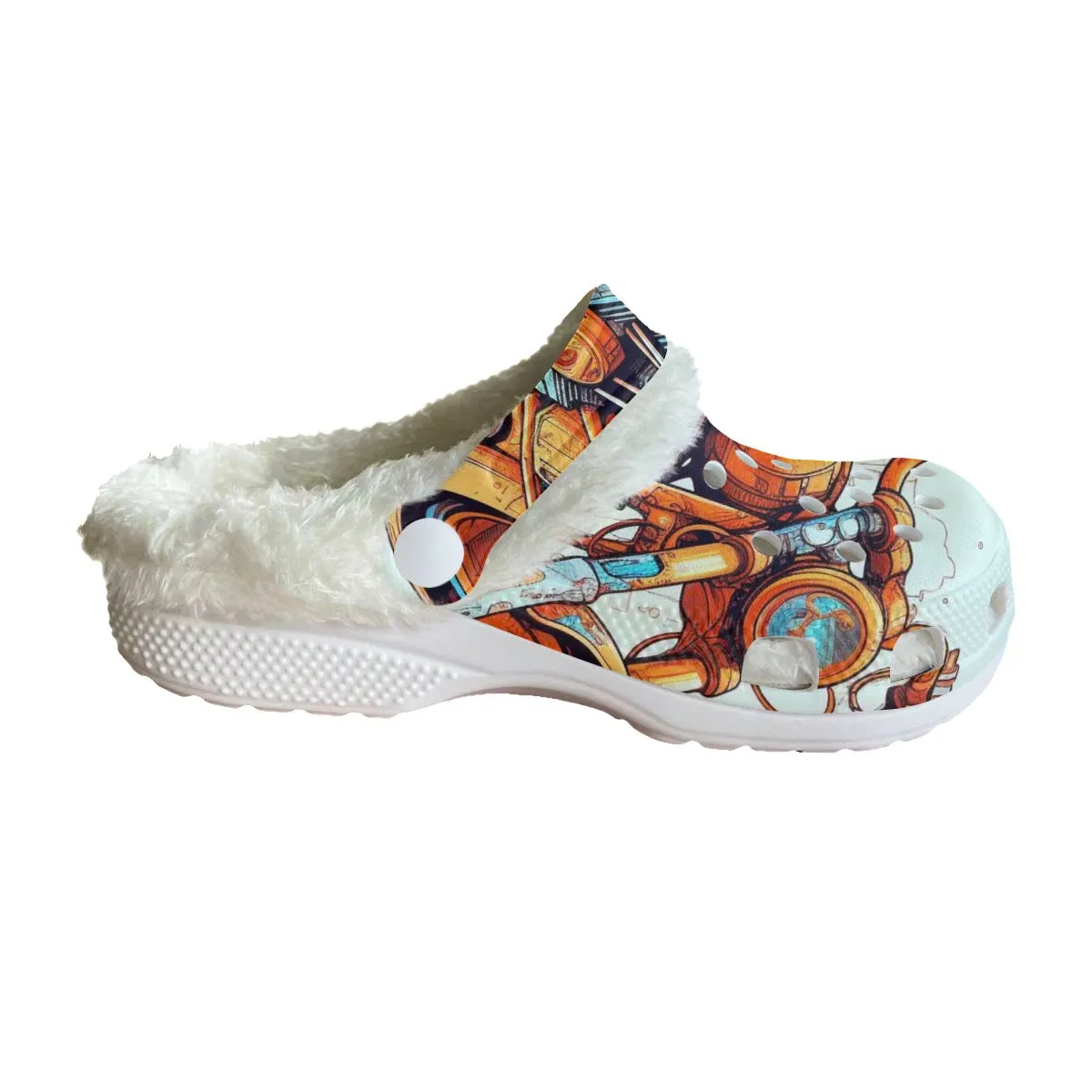 MC # 10 Men's Classic Clogs with Fleece, motorcycle print