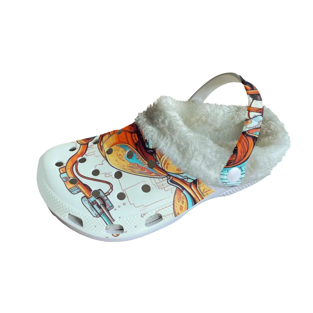 MC # 10 Men's Classic Clogs with Fleece, motorcycle print