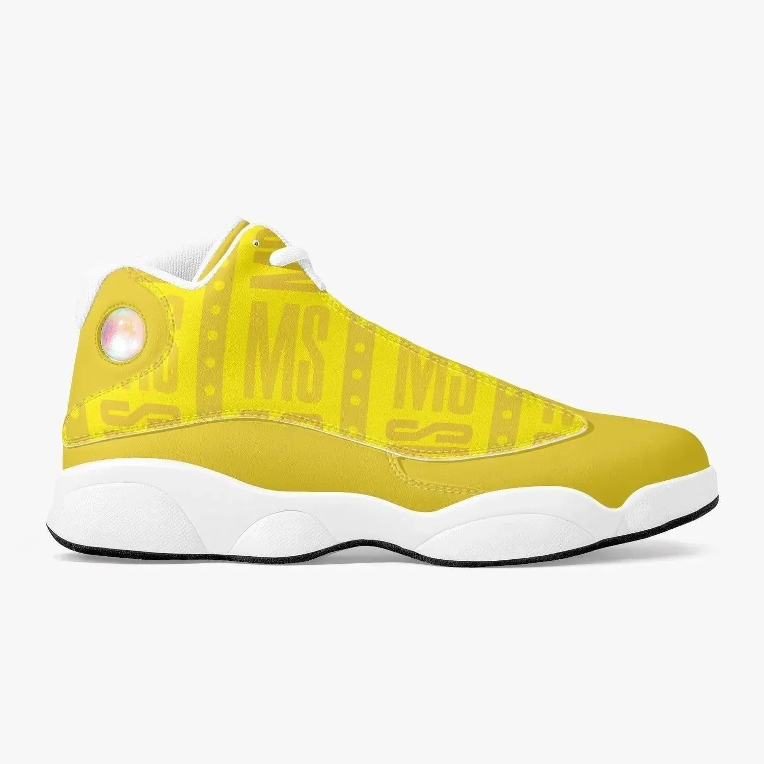 Men High-Top Leather Yellow Basketball Sneakers