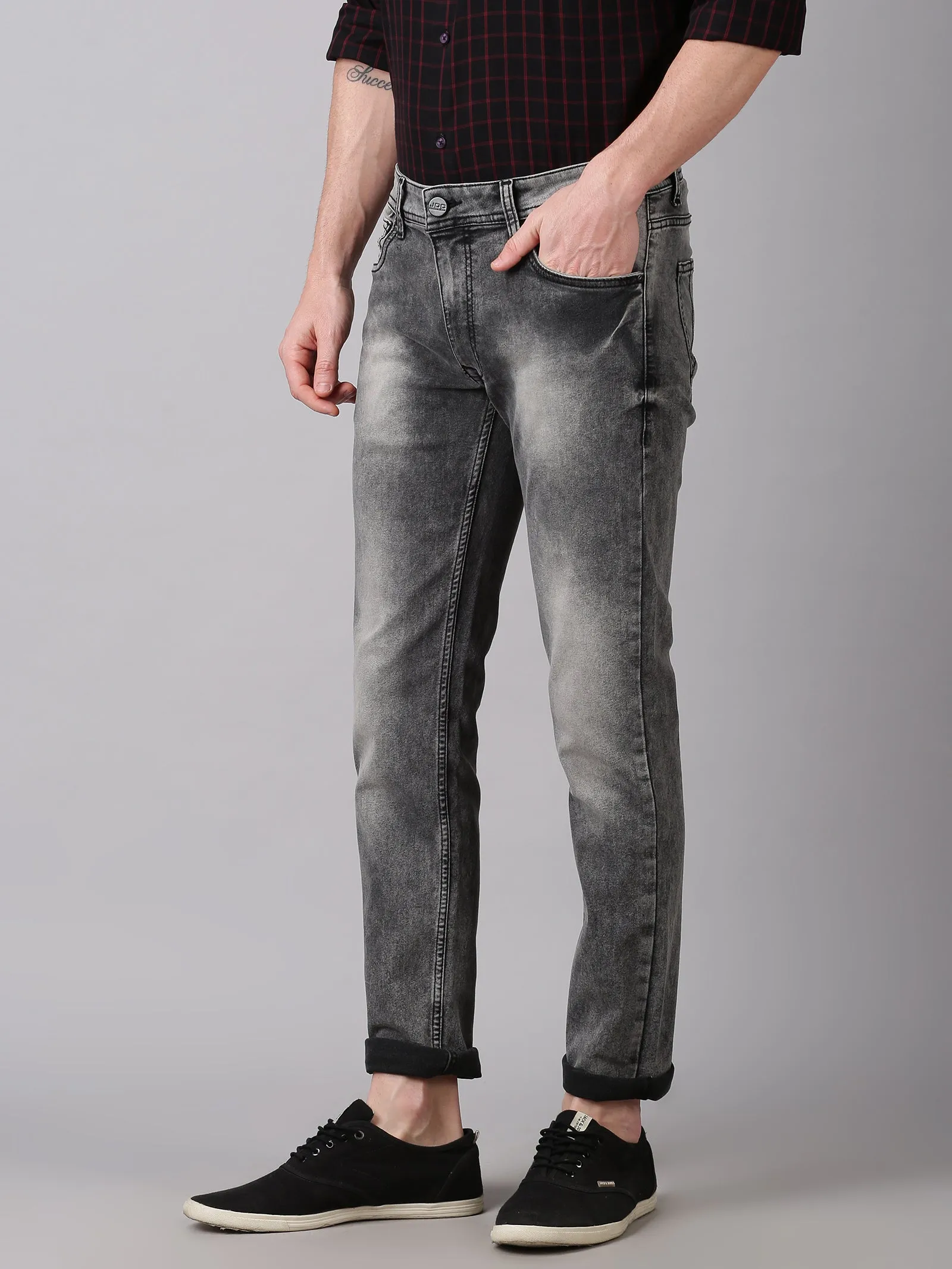 MEN'S CHARCOAL BLACK FADE WASH SLIM FIT JEANS