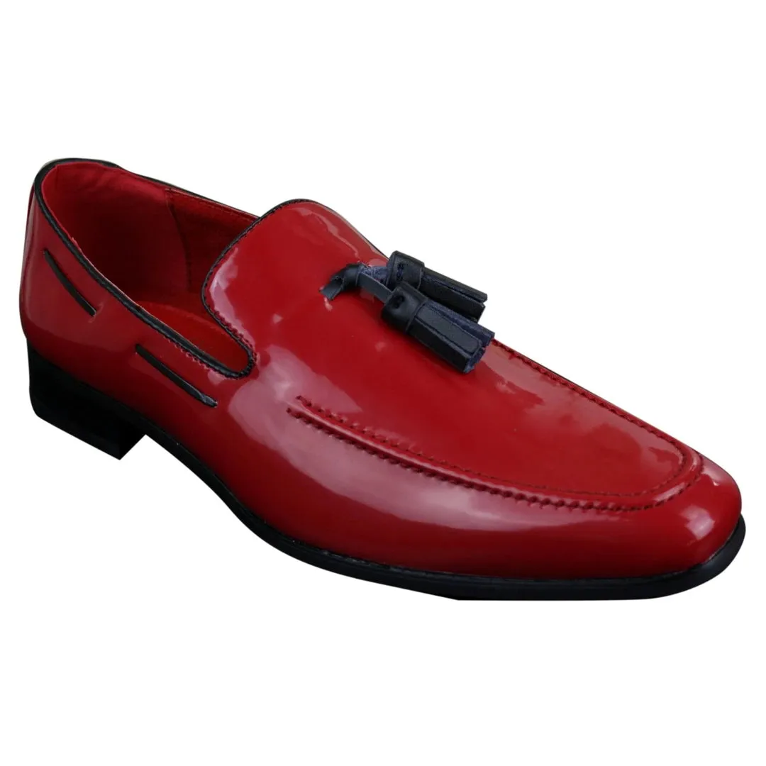 Mens Slip On Patent Shiny Tassle Driving Loafers Shoes Leather Smart Casual