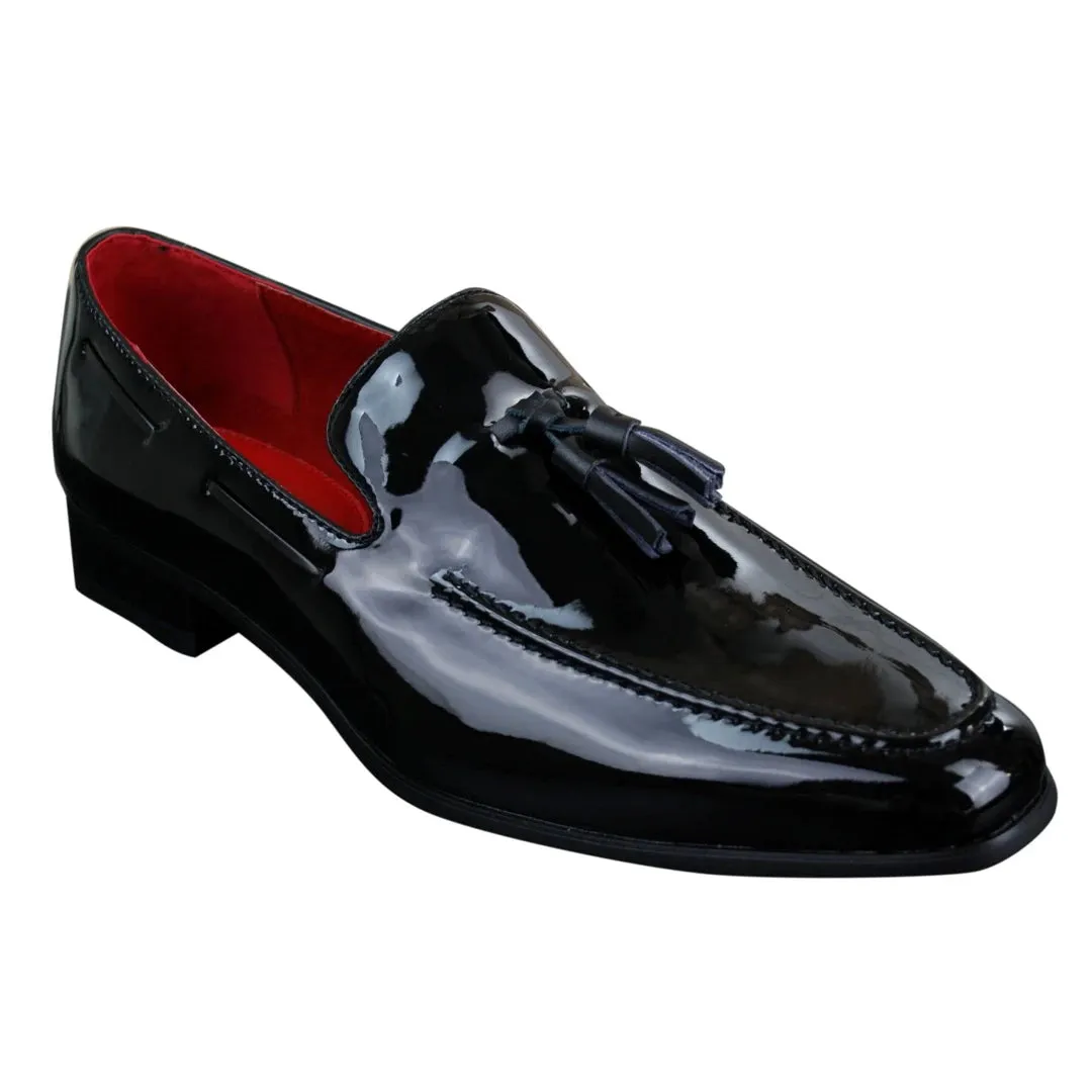 Mens Slip On Patent Shiny Tassle Driving Loafers Shoes Leather Smart Casual