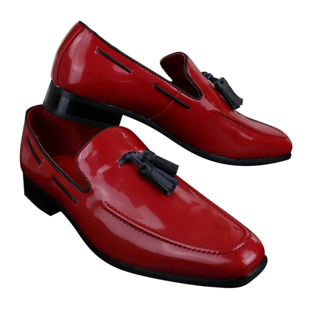 Mens Slip On Patent Shiny Tassle Driving Loafers Shoes Leather Smart Casual