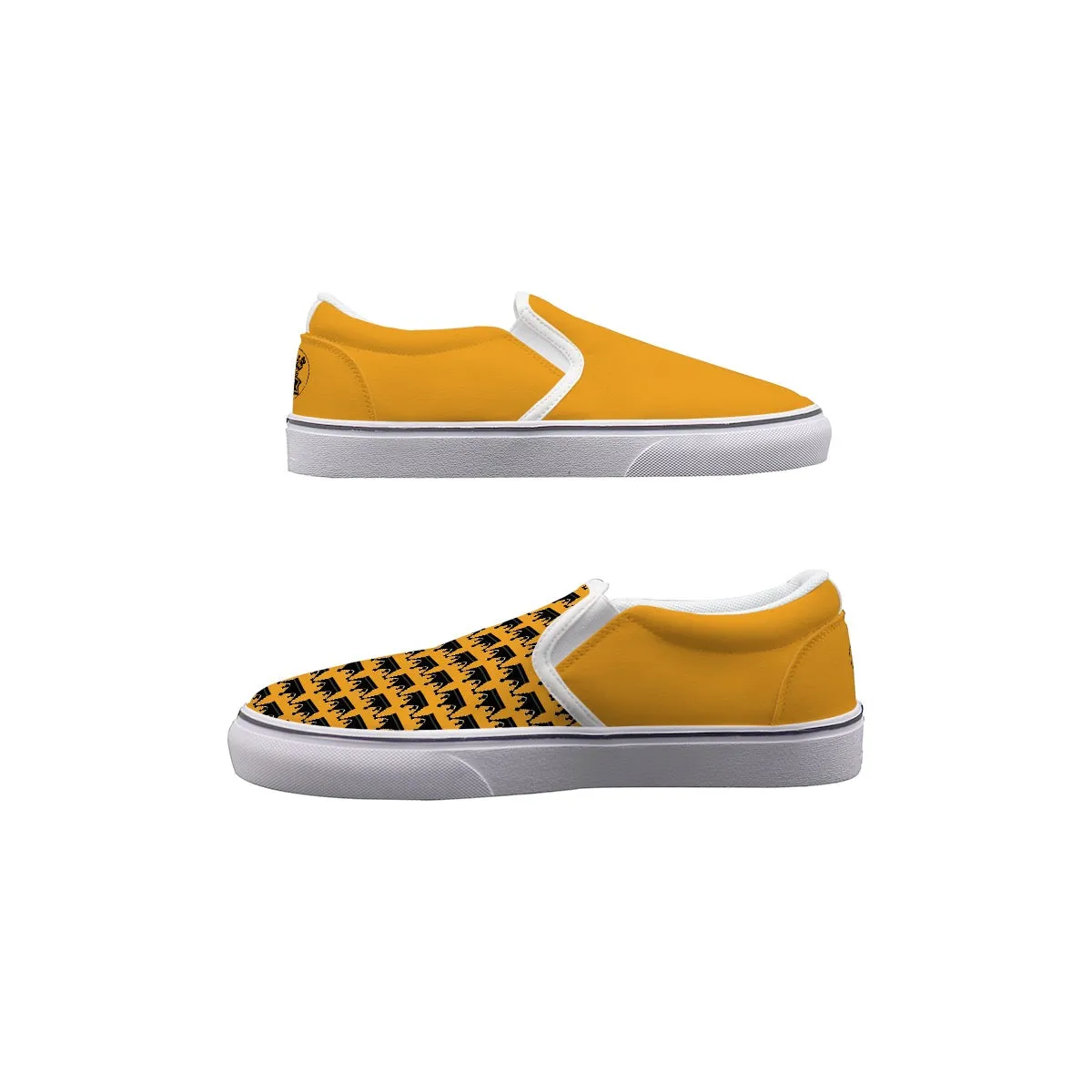 Men's Slip On Sneakers gold crown print