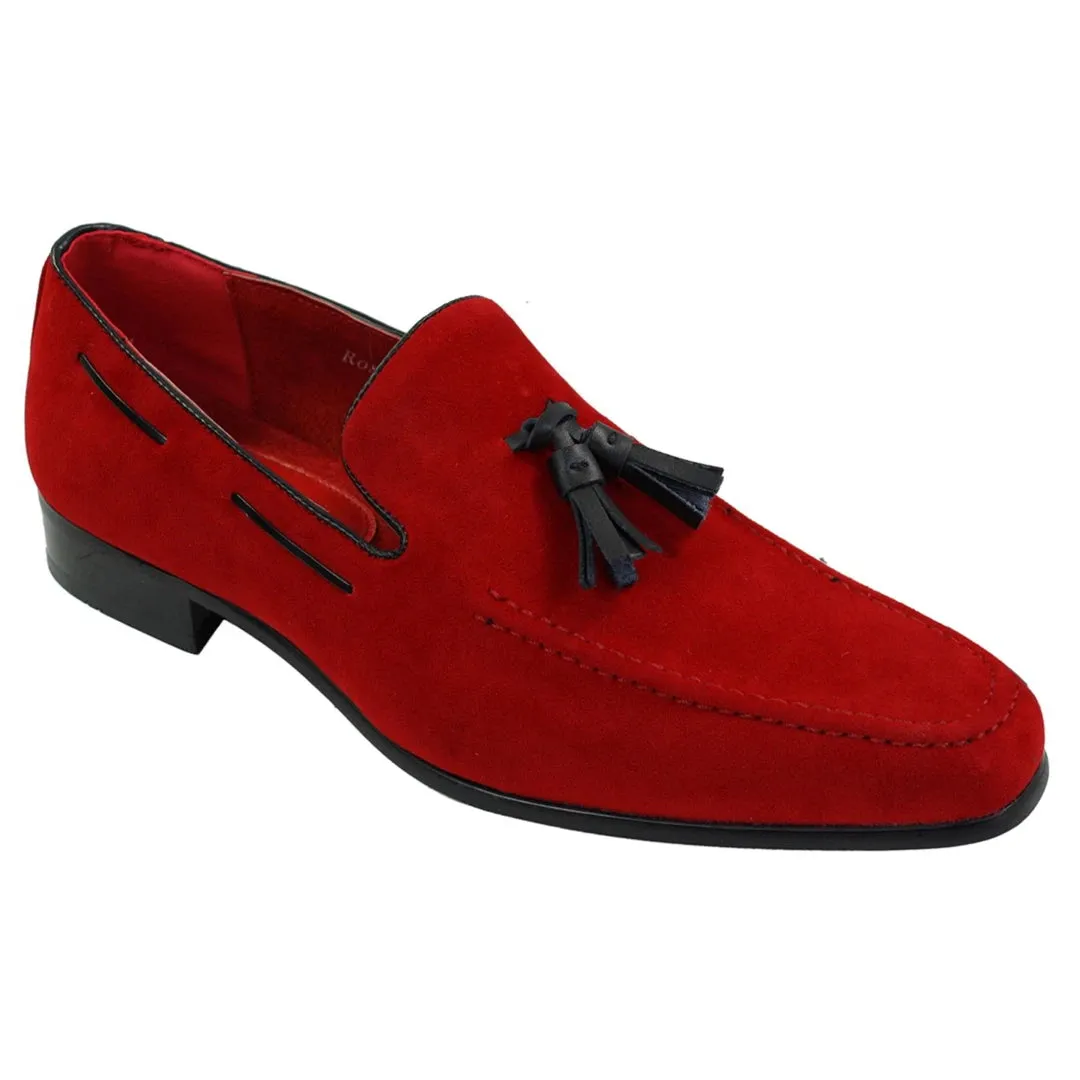 Mens Suede Loafers Driving Shoes Slip On Tassle Design Leather Smart Casual