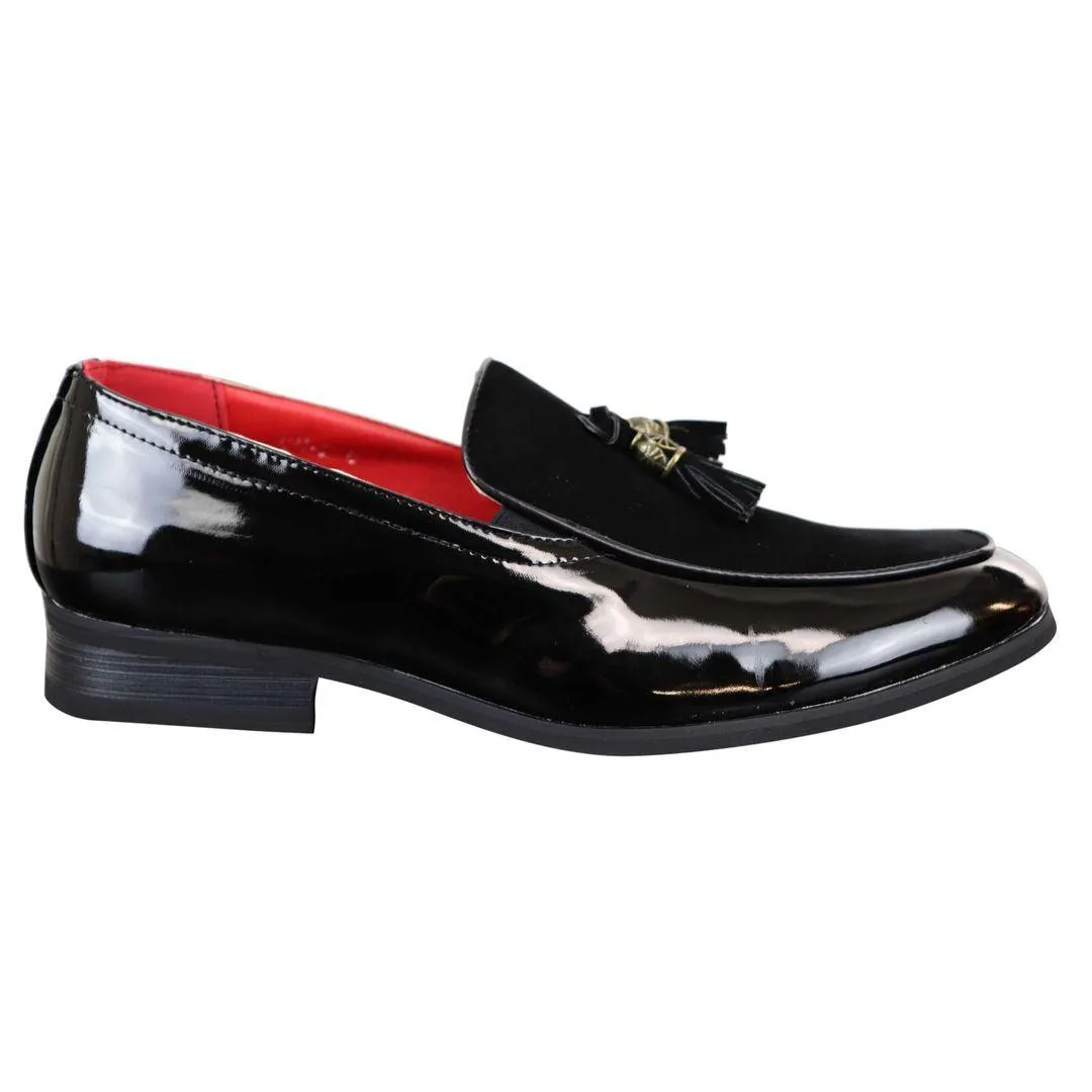 Mens Tassel Patent Shiny PU Suede Leather Driving Shoes Loafers Smart Casual