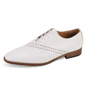 Men's White Dress Shoes Lace-Up Oxfords Style No-7028