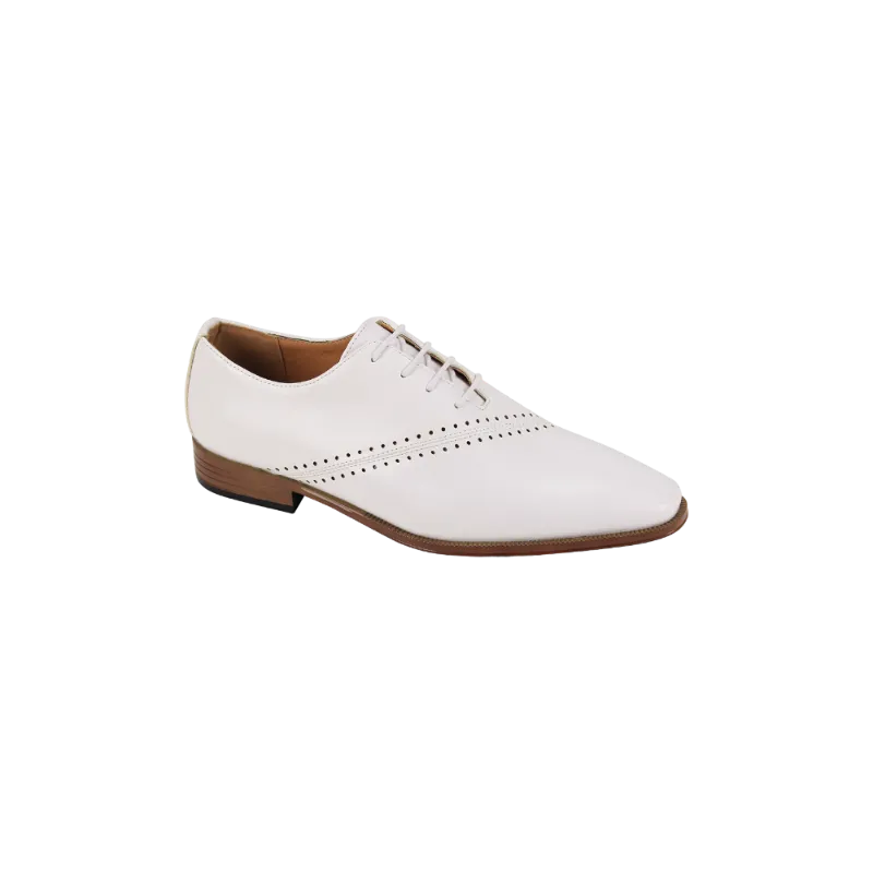 Men's White Dress Shoes Lace-Up Oxfords Style No-7028