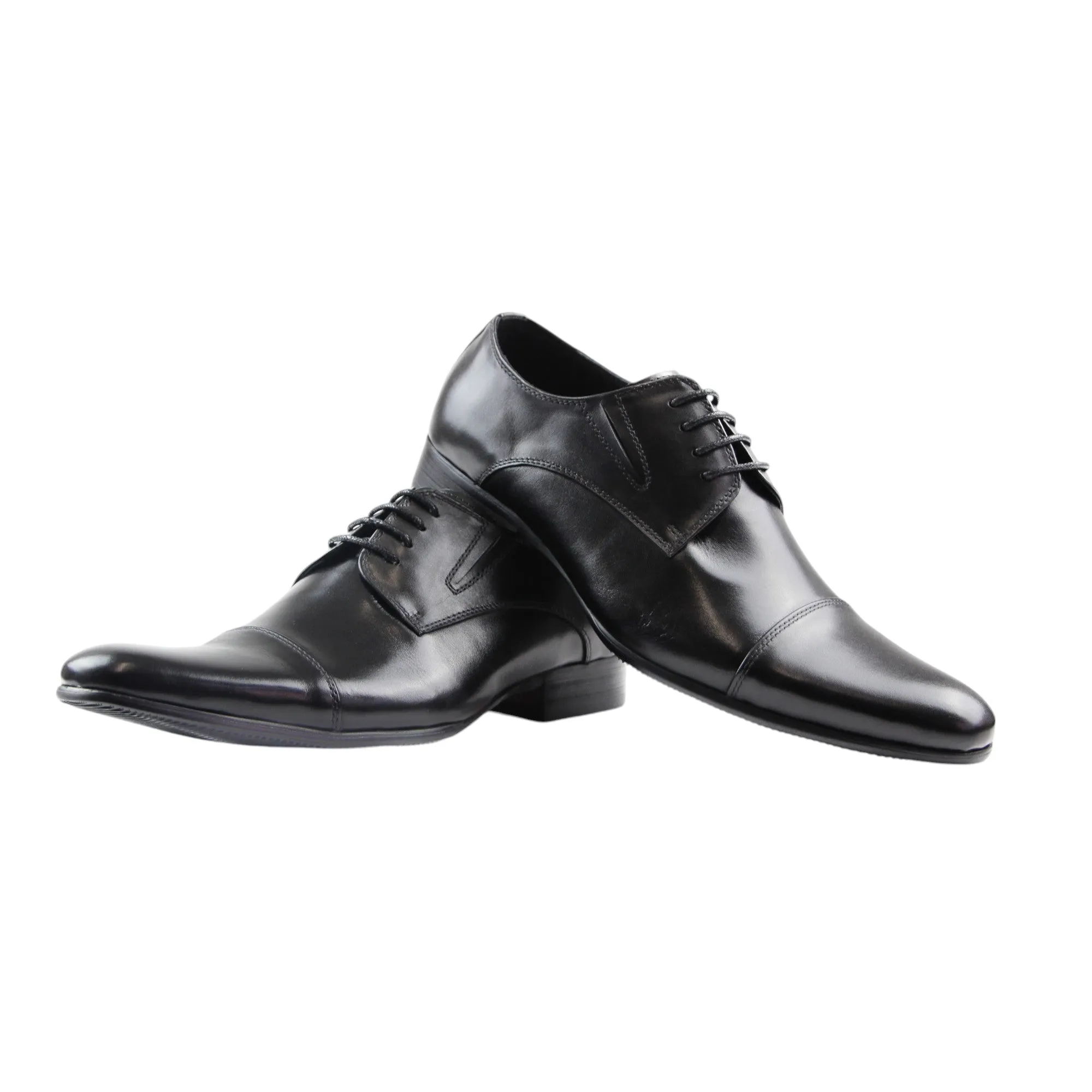 Mens Zasel Castro Black Leather Lace Up Shoes