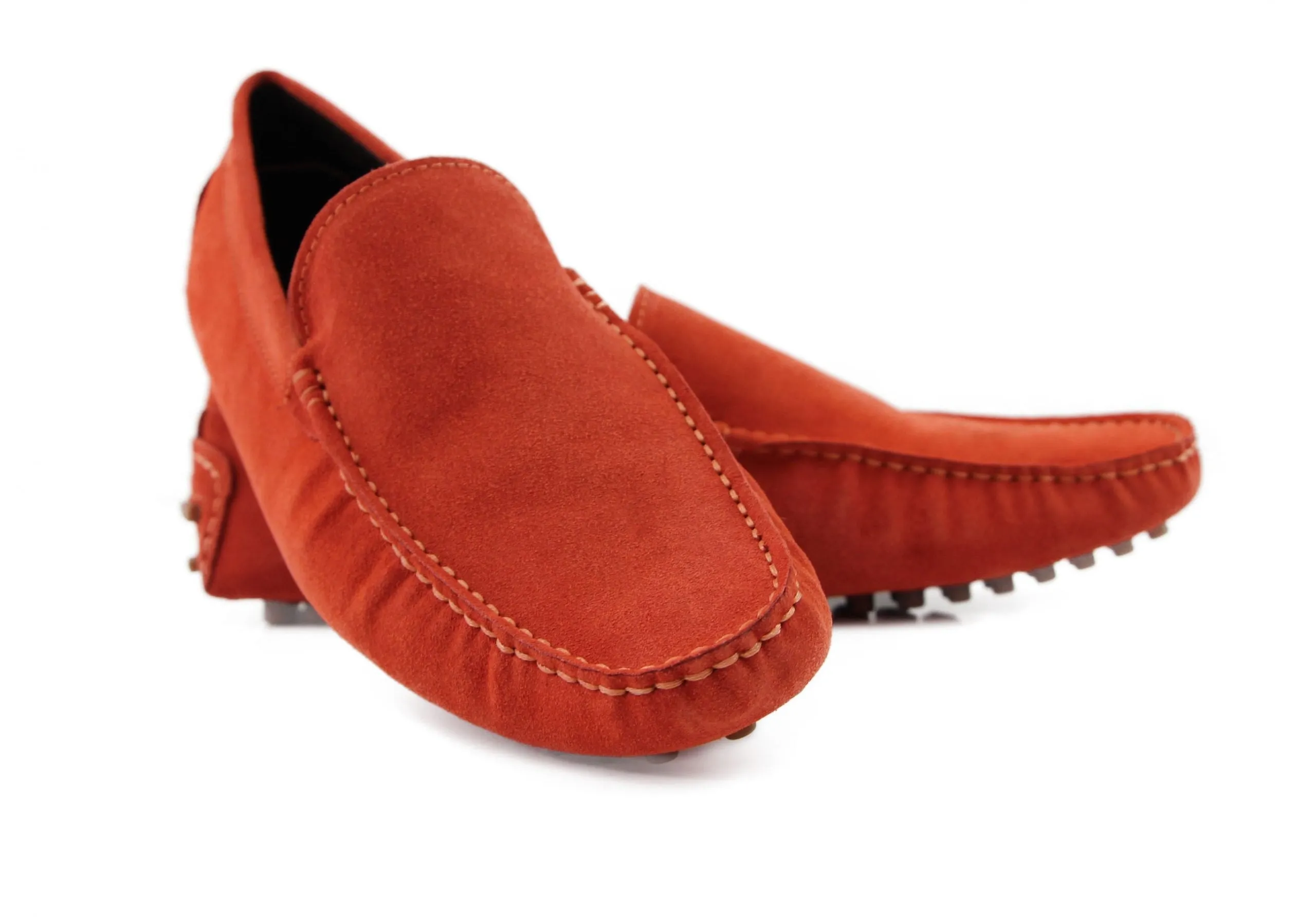 Mens Zasel Summer Slip On Orange Suede Boat Shoes