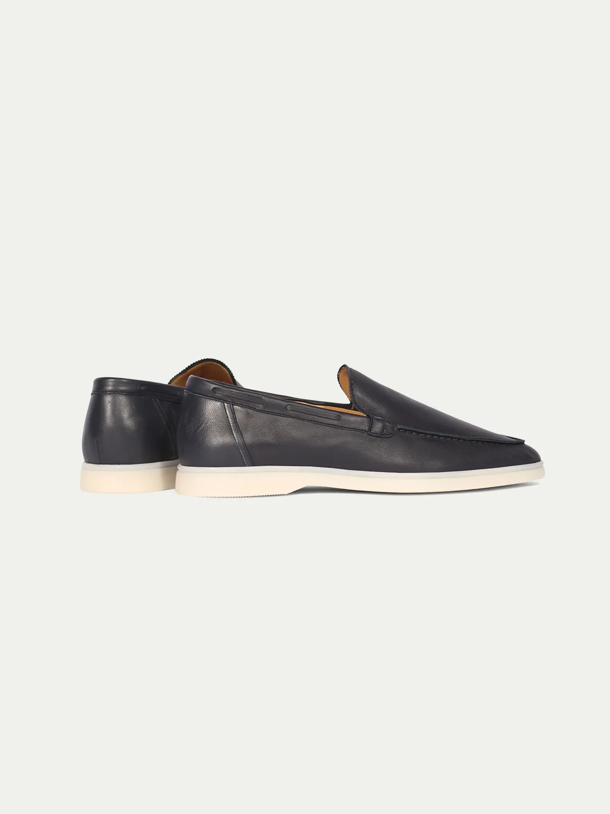 Navy Leather Yacht Loafers