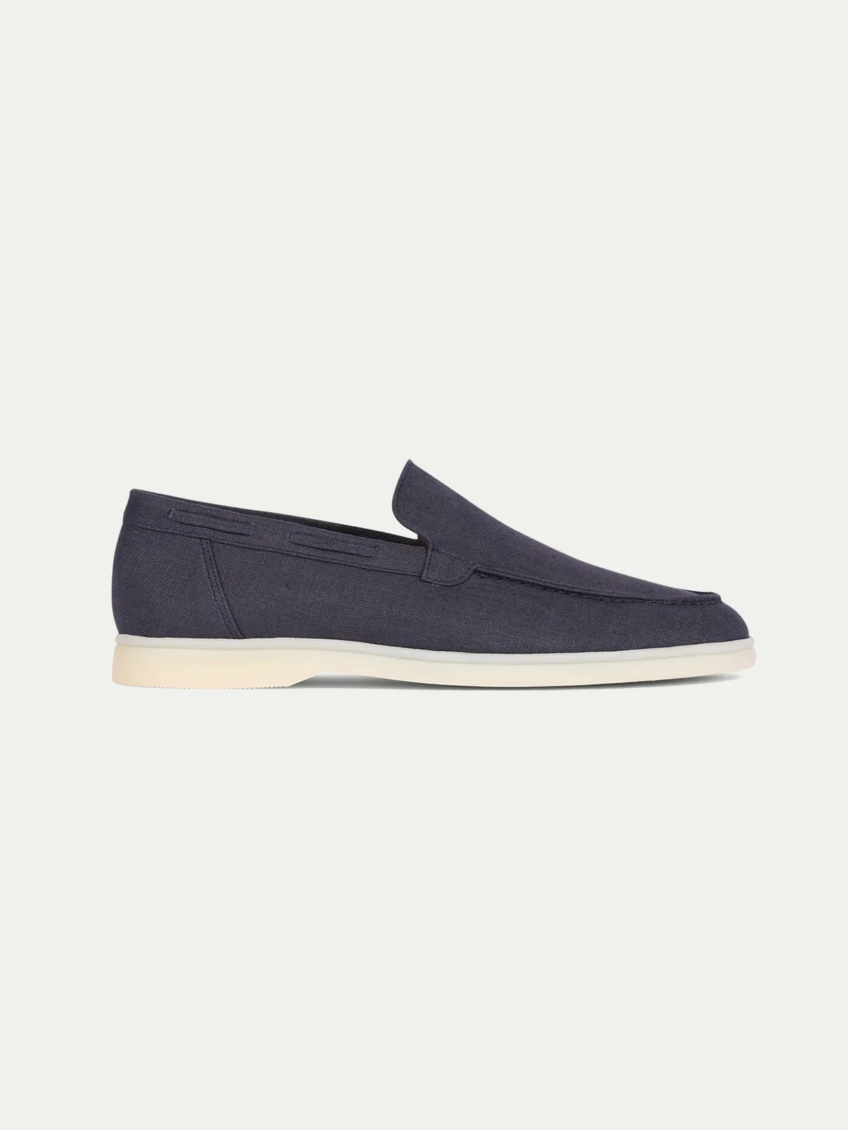 Navy Linen Yacht Loafers