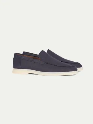 Navy Linen Yacht Loafers