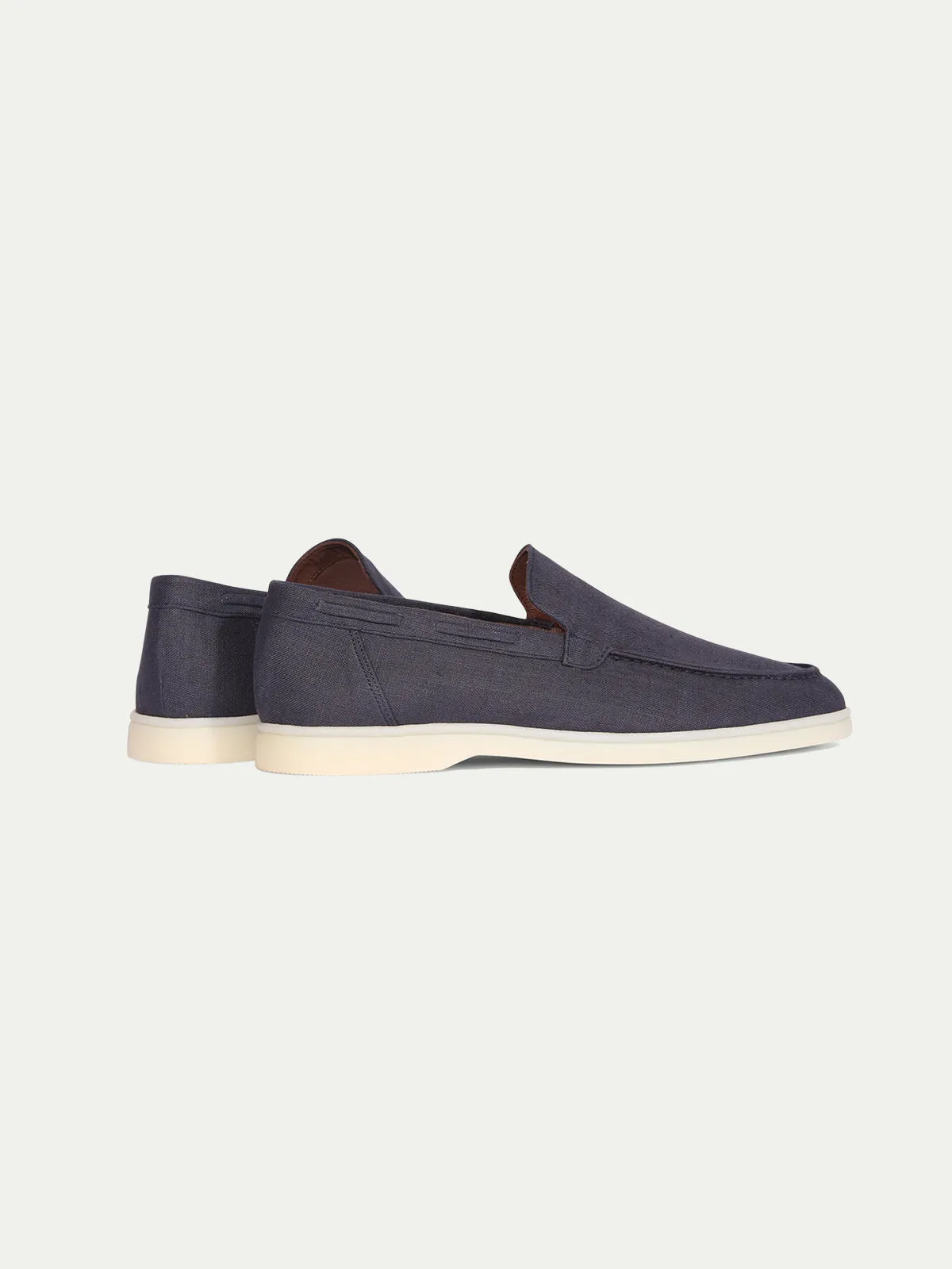 Navy Linen Yacht Loafers