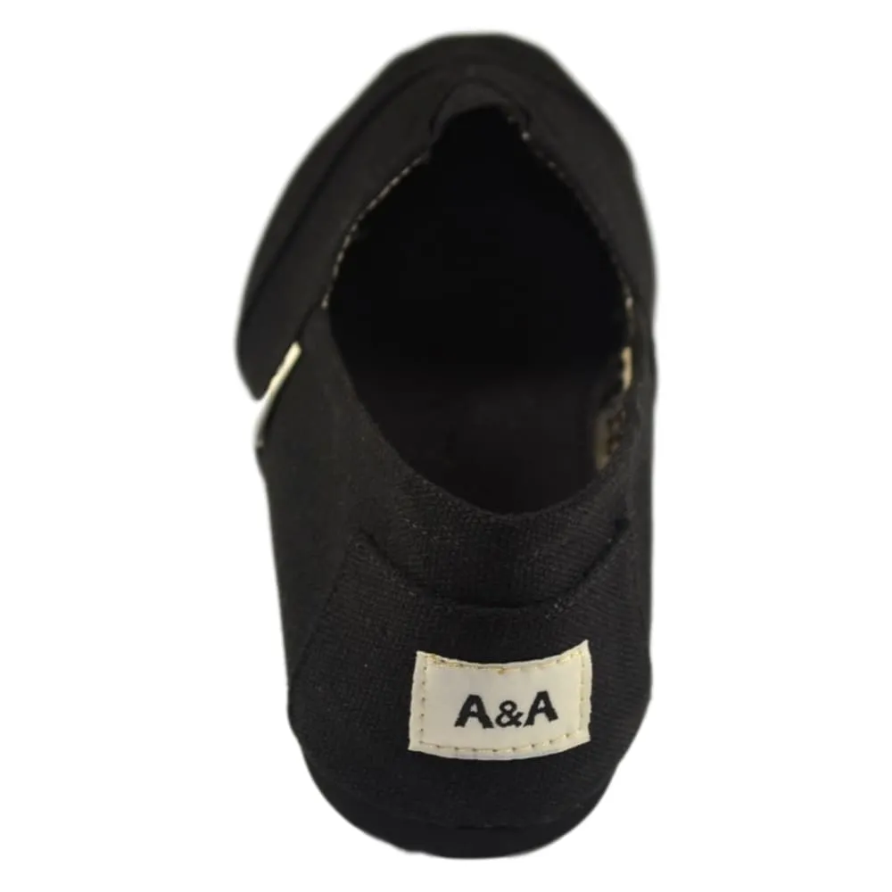 NEW Classic VEGAN Black on Black Canvas Slip On Shoes Alpargatas (Unisex)