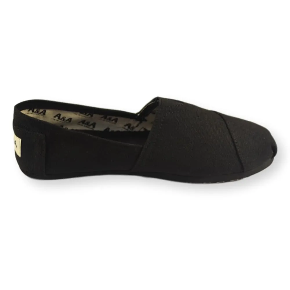 NEW Classic VEGAN Black on Black Canvas Slip On Shoes Alpargatas (Unisex)