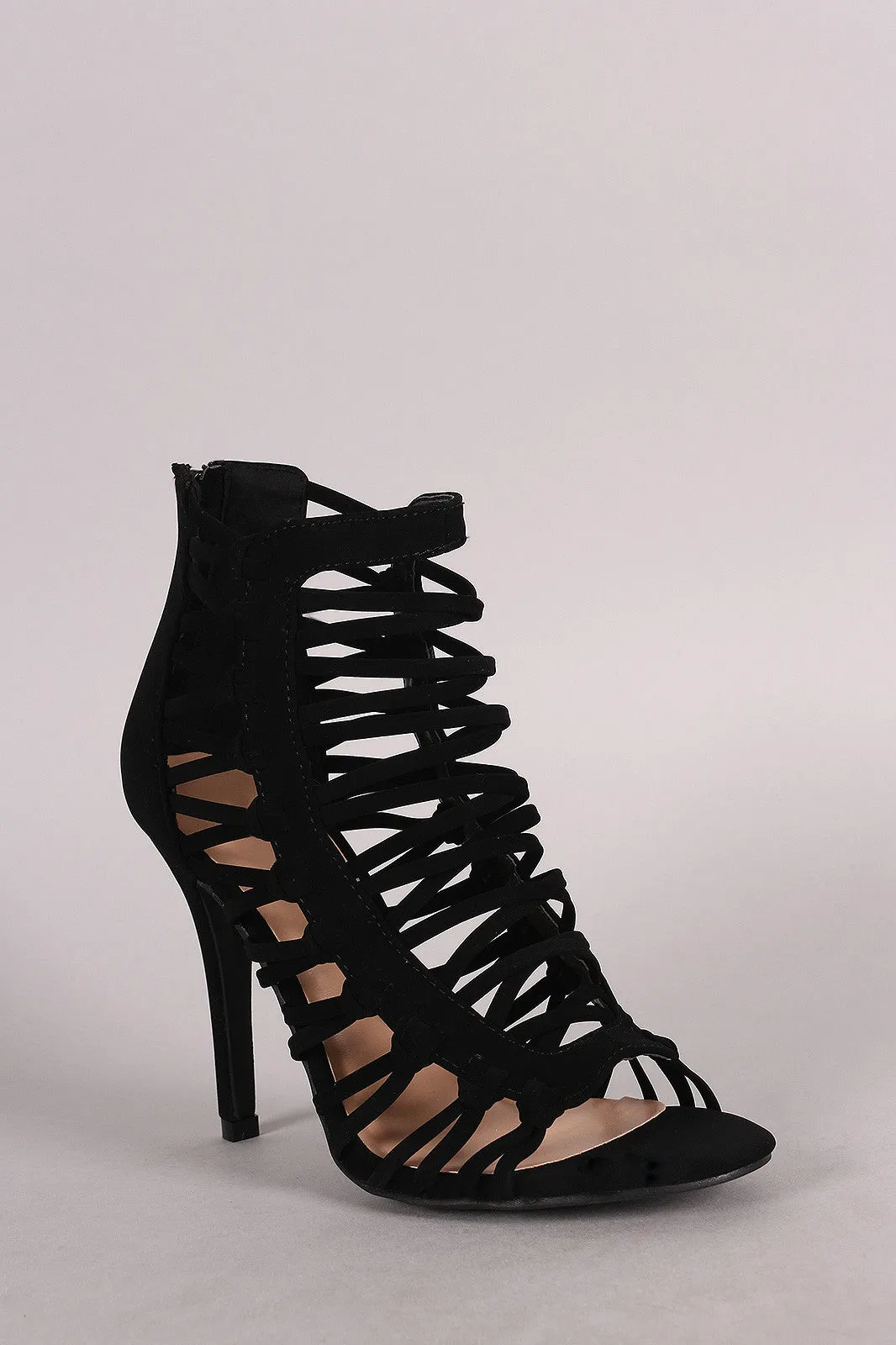 Nubuck Strappy Knotted Stiletto Heel