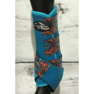 Ortho Equine Front Teal Aztec II Complete Comfort Splint Boots