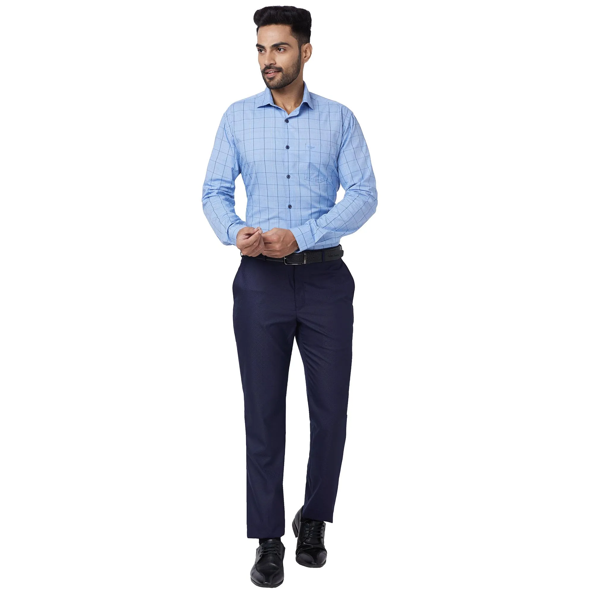 Park Avenue Men's Regular Trouser (PMTX07246-B8_Dark Blue_86)