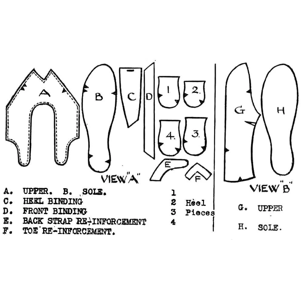 PDF - 1940s Pattern, Slippers & Open-Toe Shoes -  Foot Size 4 - Instantly Print at Home