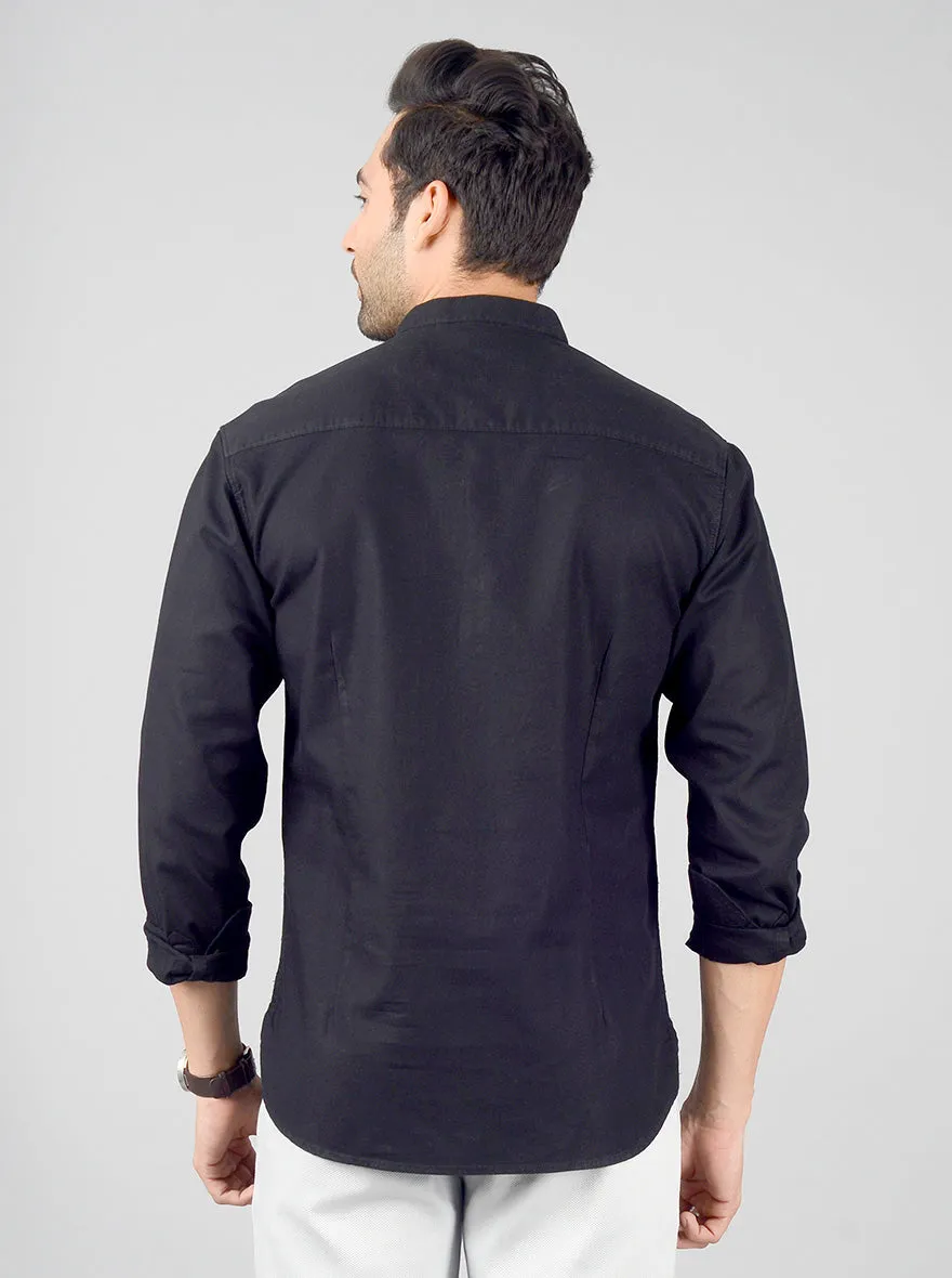 Phantom Black Solid Slim Fit Short Kurta | Greenfibre