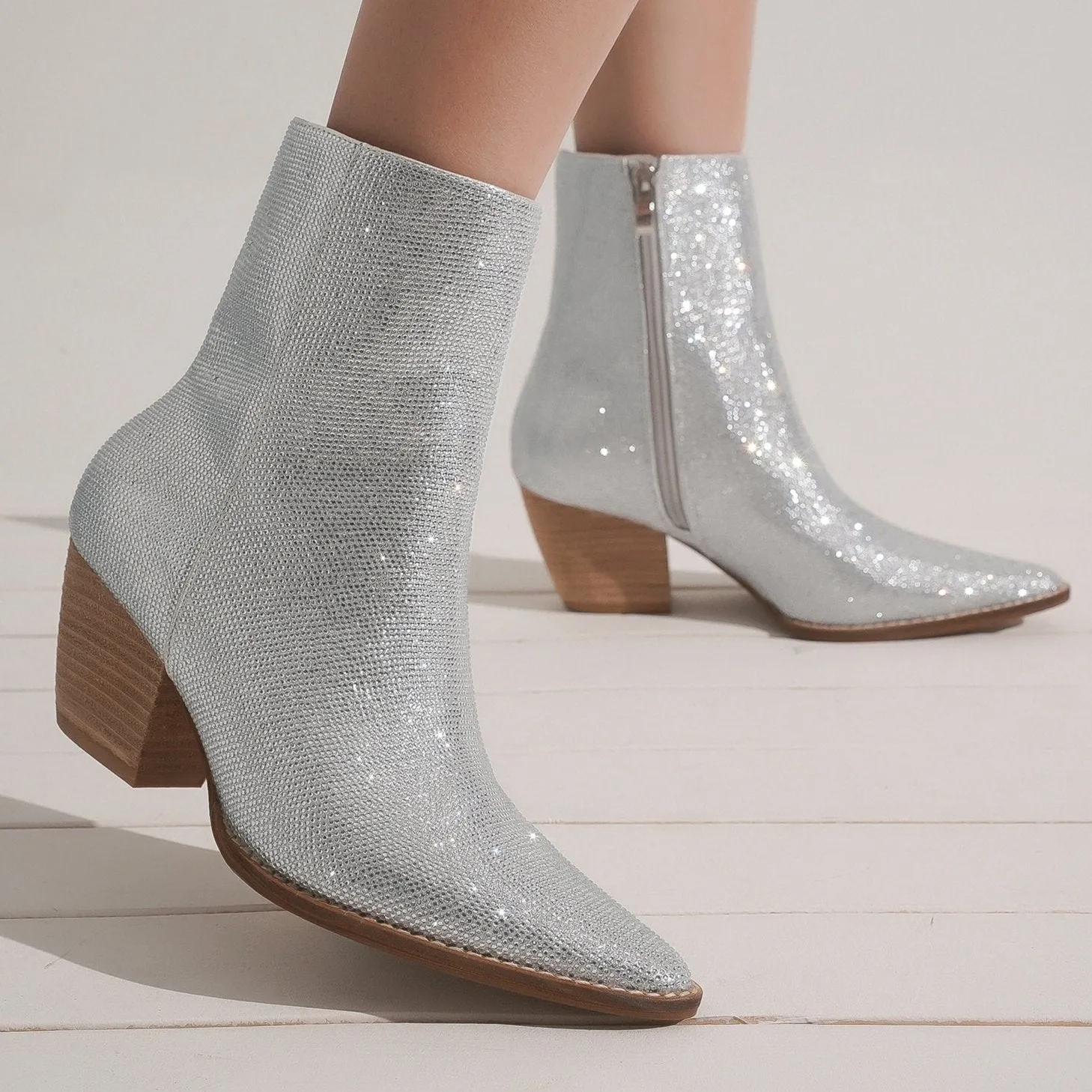 Rhinestone Block Heel Ankle Boots – ARISA-01-R1