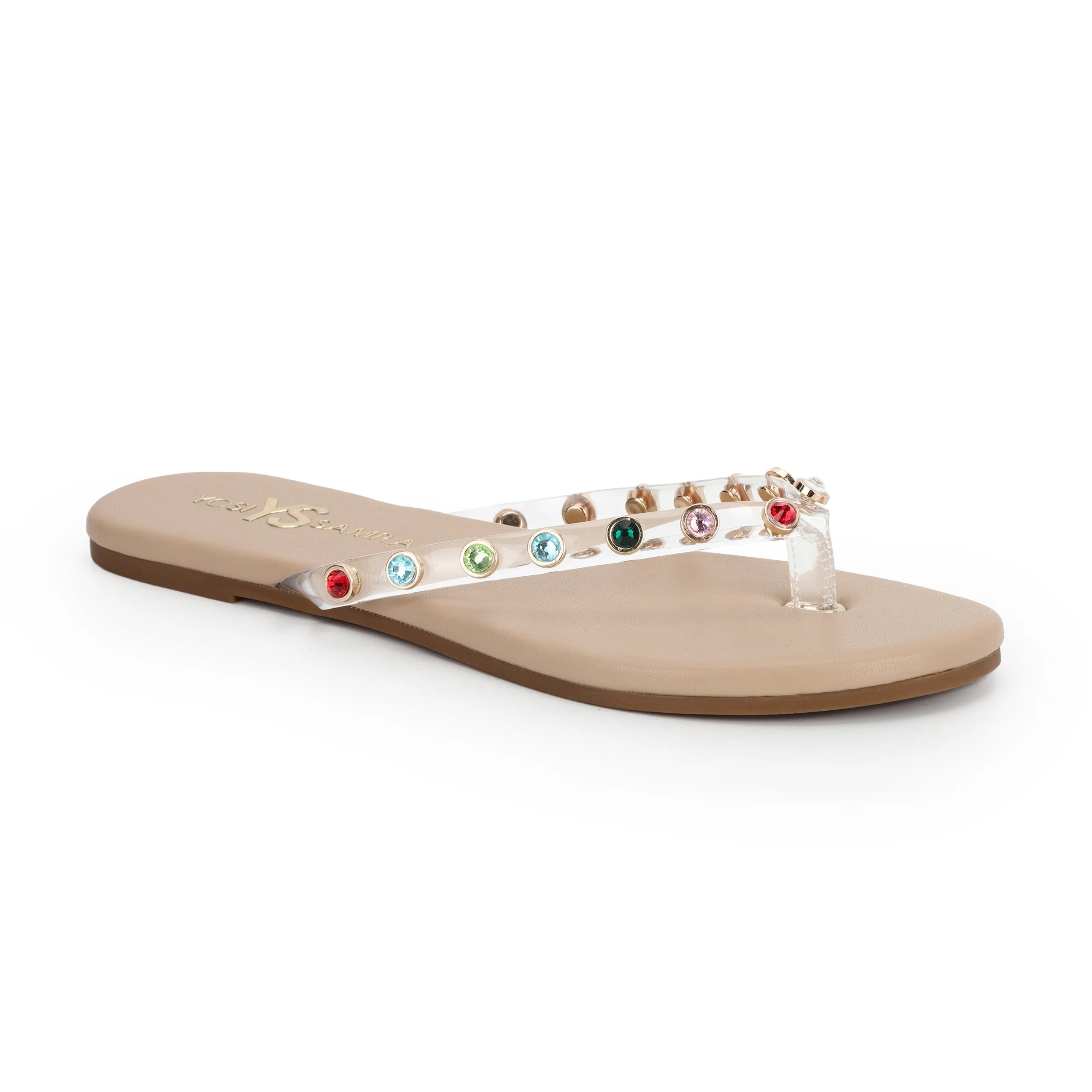 Rivington Gem Flip Flop in Beige Multi