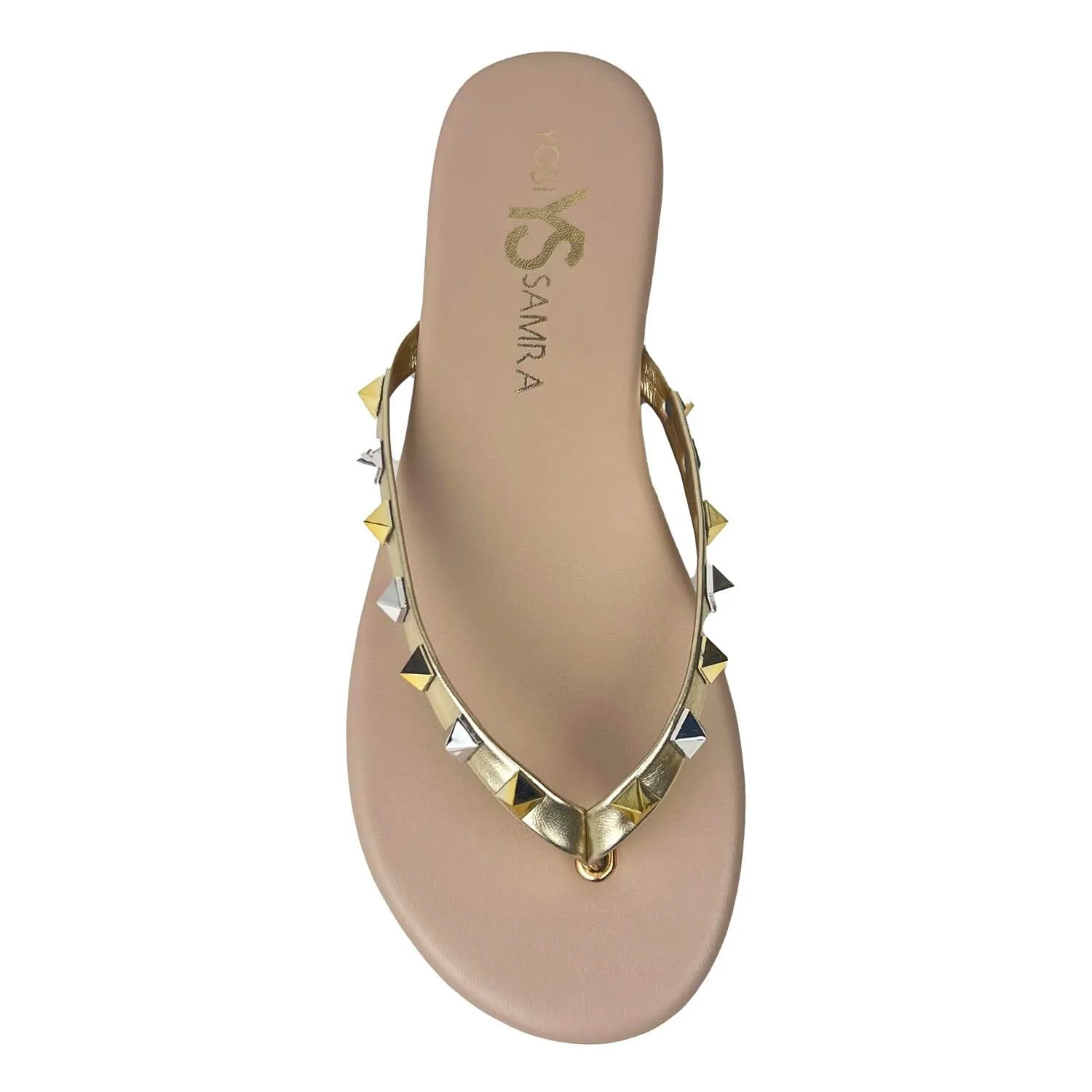 Rivington Stud Flip Flop in Beige Metallic