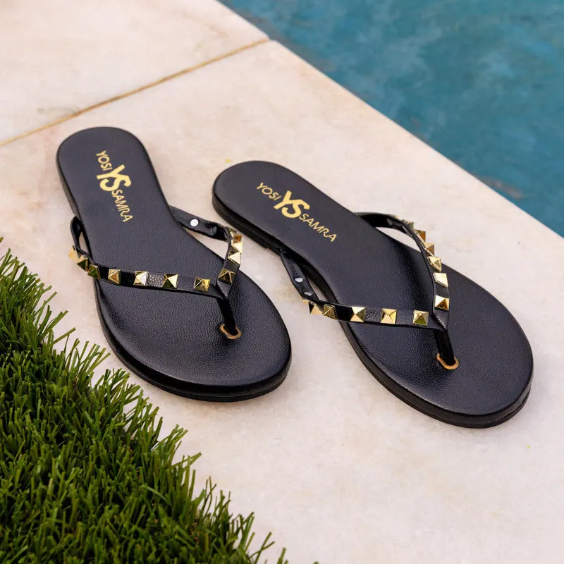 Rivington Stud Flip Flop in Black/Gold