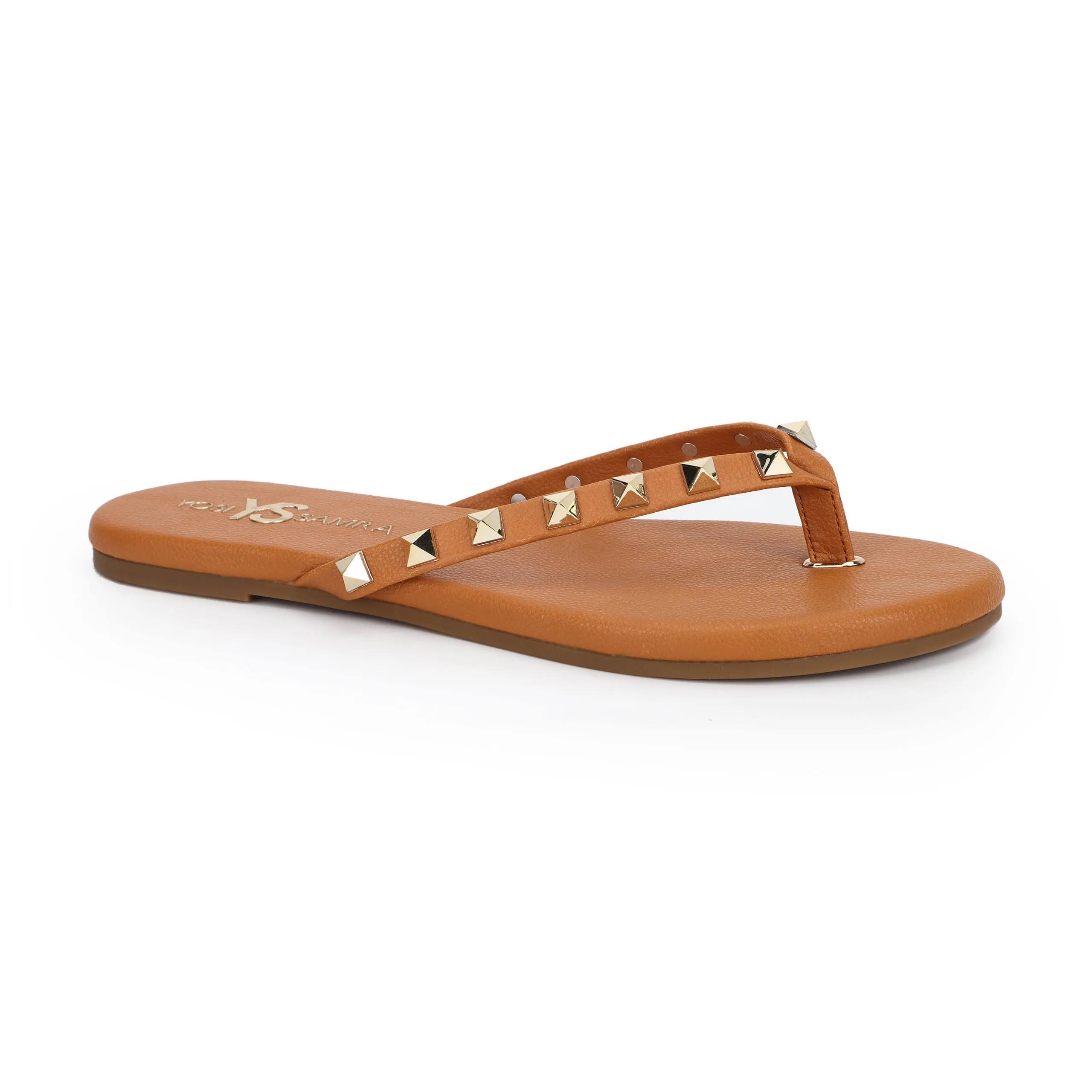 Rivington Stud Flip Flop in Cognac