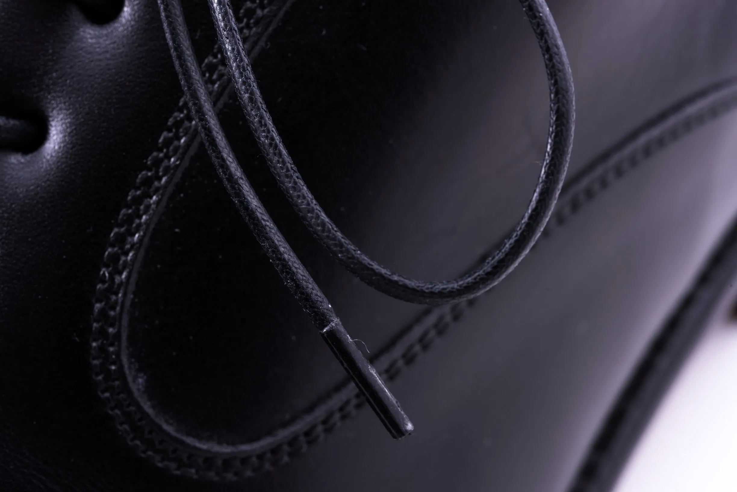 Round Black Waxed Cotton Shoelaces