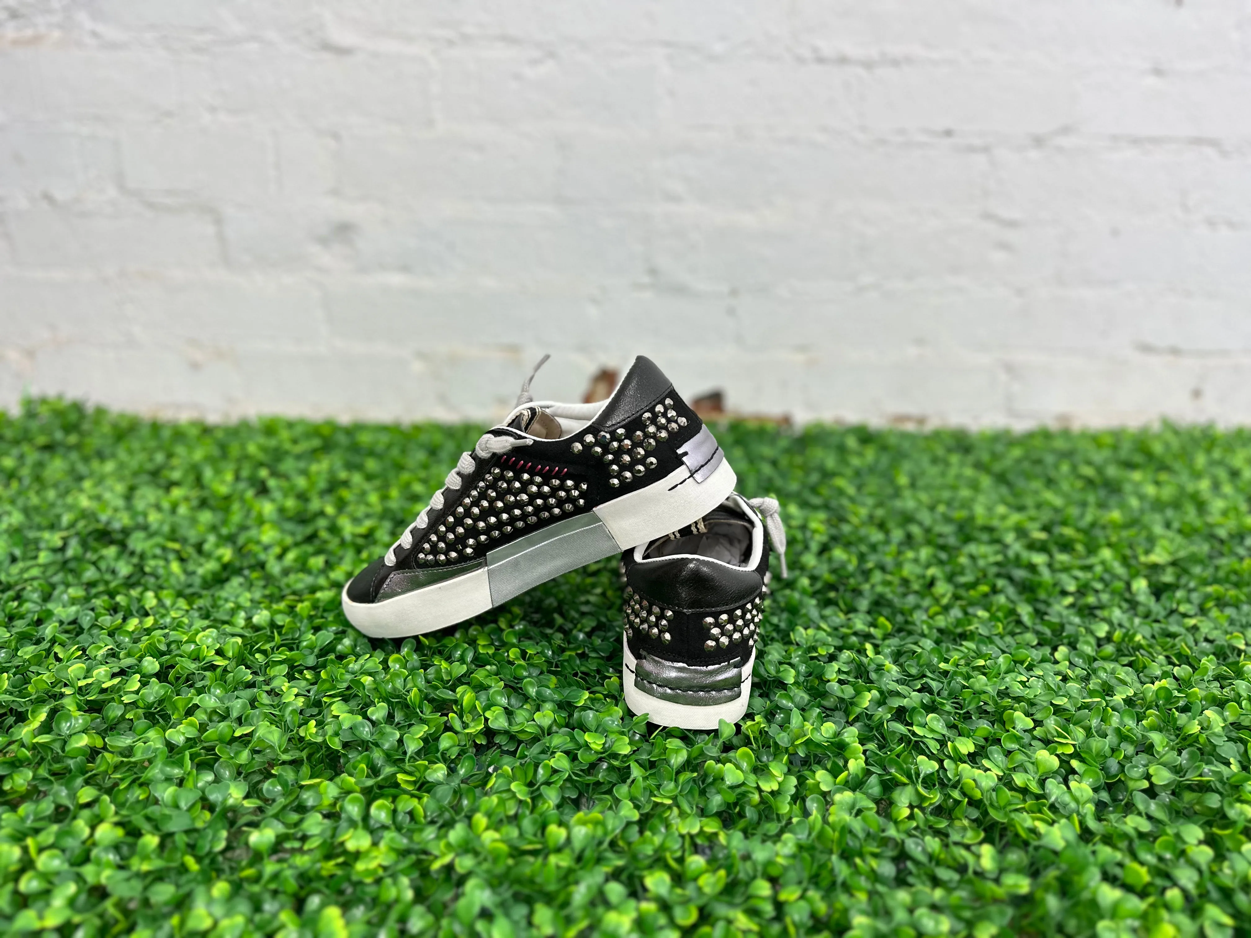 Ruby Black Sneakers w/ Metallic Stud Accents