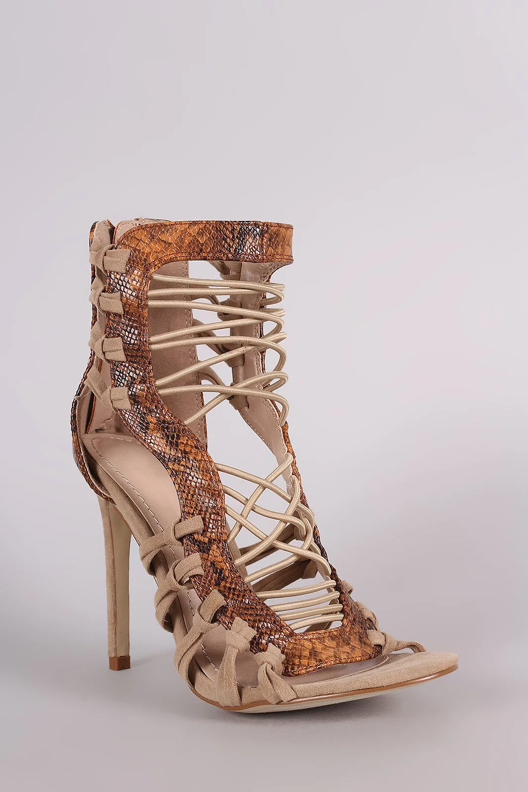 Shoe Republic LA Python Strappy Stiletto Heel