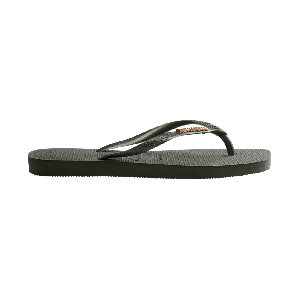 Slim Square Logo Metallic Flip Flops