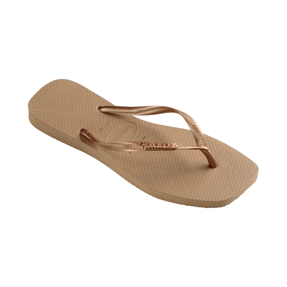 Slim Square Logo Metallic Flip Flops