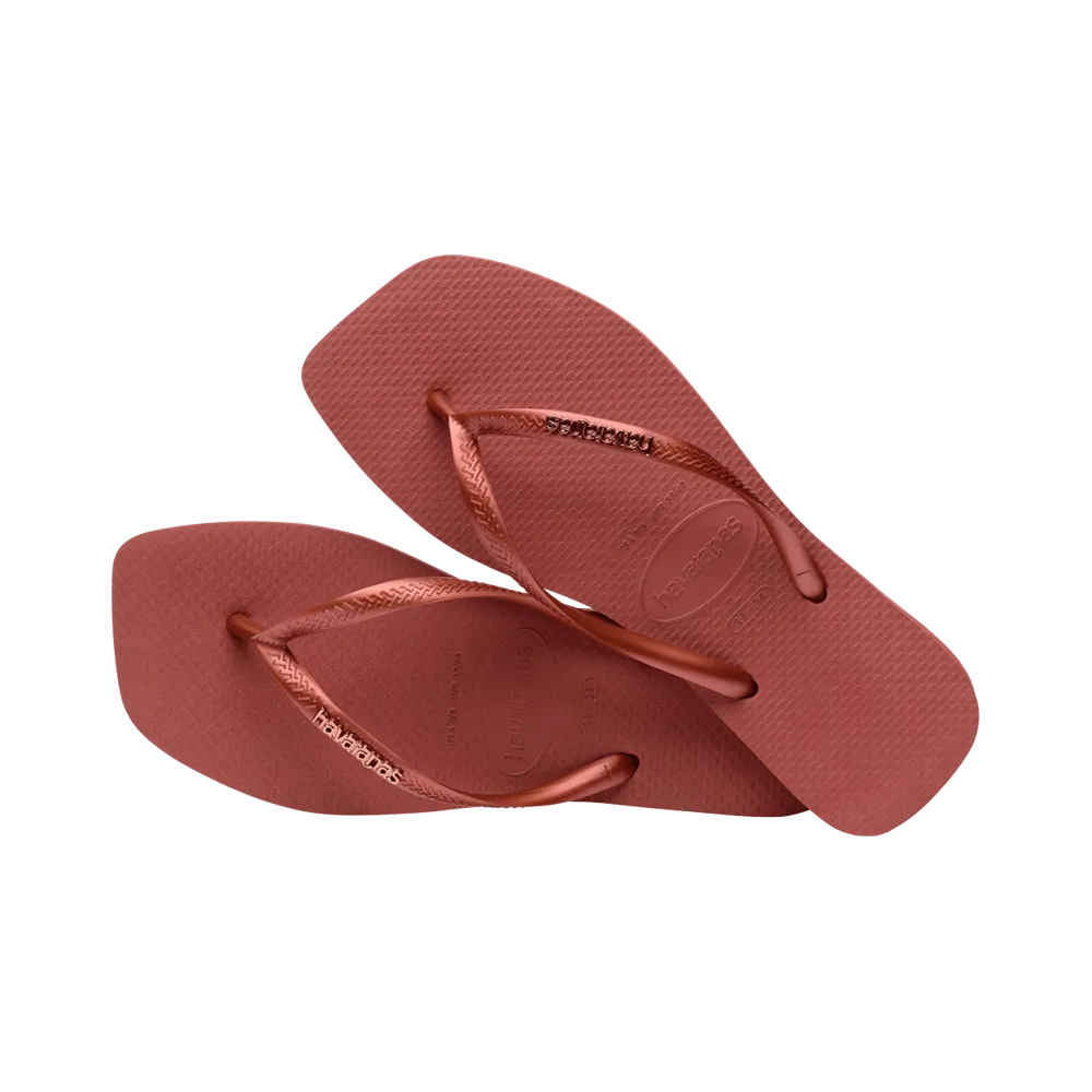 Slim Square Logo Metallic Flip Flops