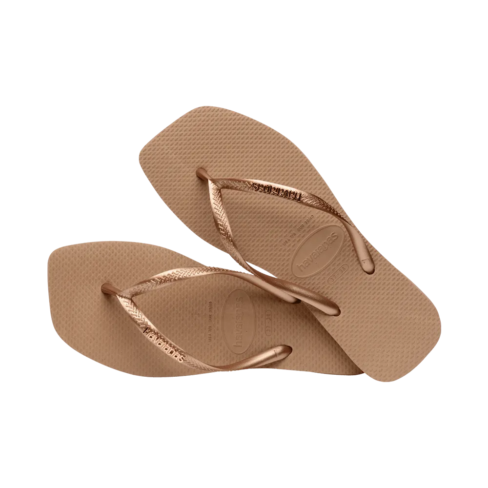 Slim Square Logo Metallic Flip Flops