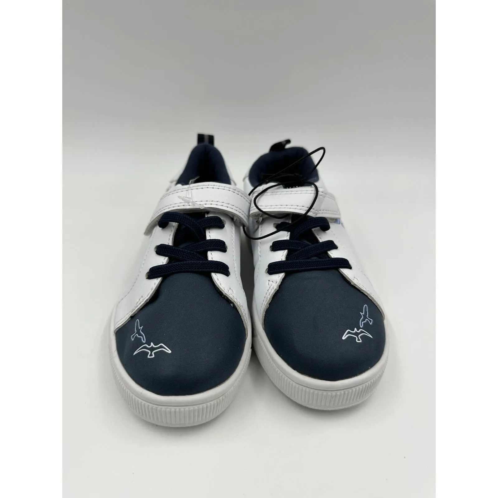 Small Kid Size 10, Fashion White & Blue Sneakers, Strap, Sailor Design