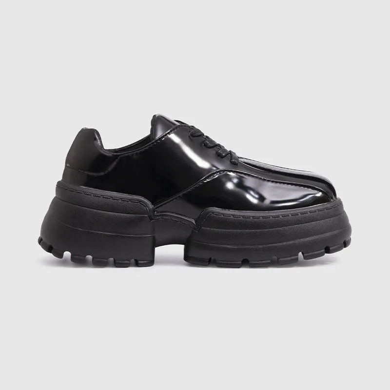 Square Toe Loafers Lace-up Sneakers Black