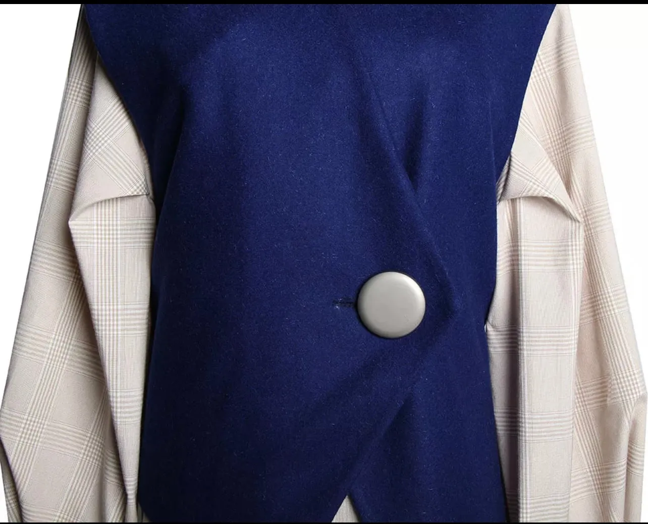 Stone Long Sleeve Shirt With Blue Vest