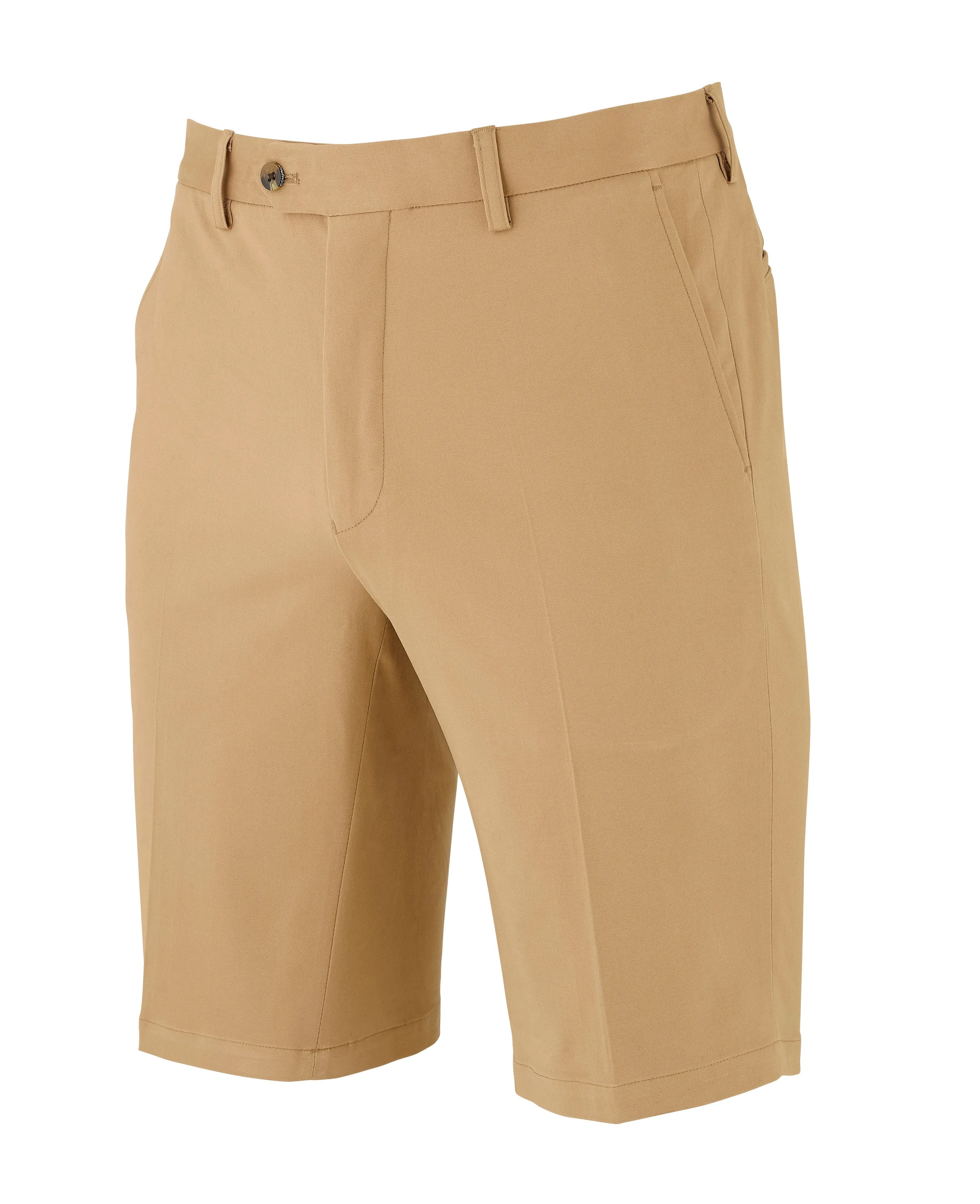 Tan Stretch Cotton Tailored Chino Shorts