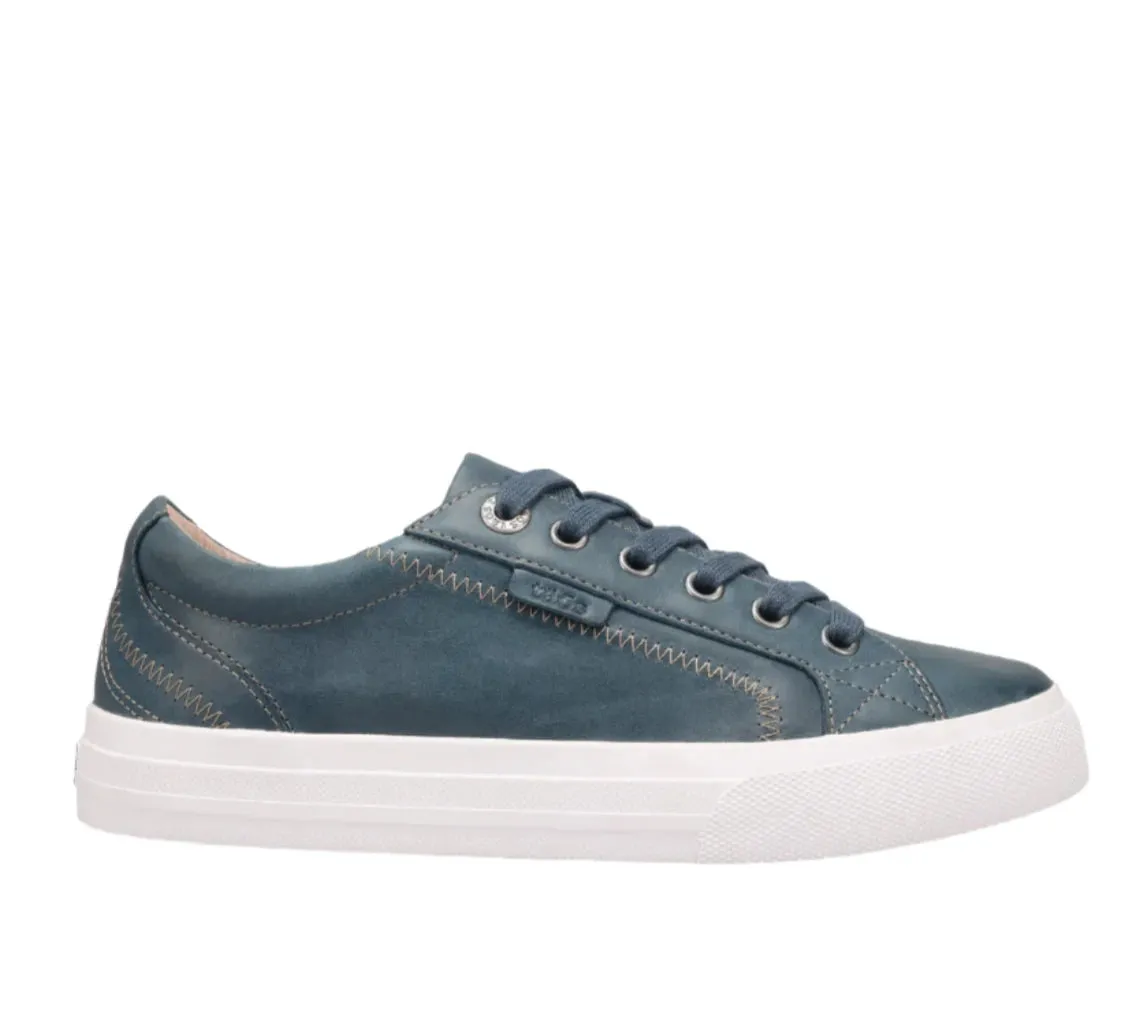 Taos Women's Plim Soul Lux Sneaker - Petrol Blue Leather