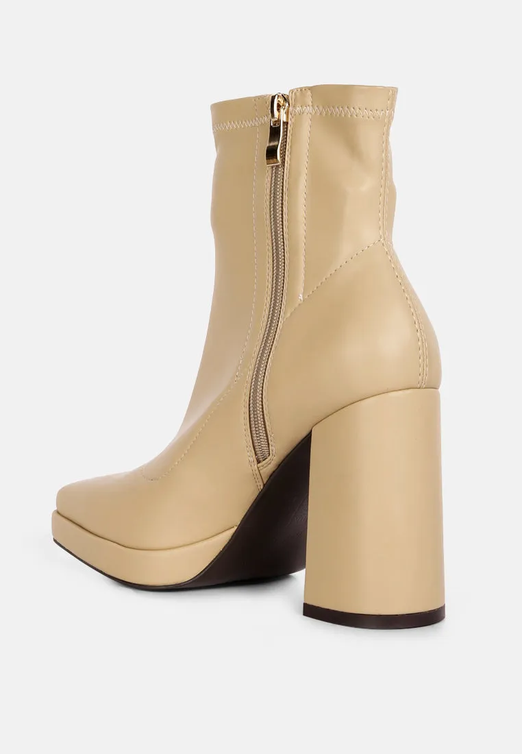 Tintin Square Toe Ankle Heeled Boots