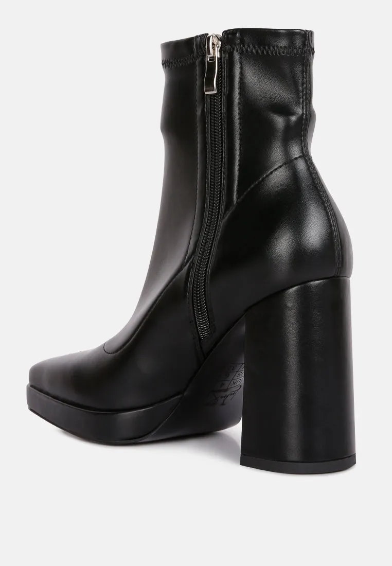 Tintin Square Toe Ankle Heeled Boots