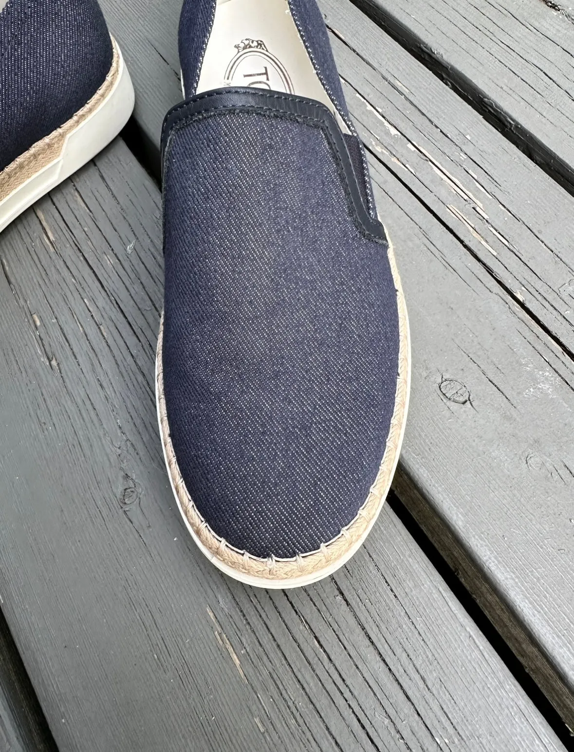 TOD’S Denim Slip-On Espadrille Loafers