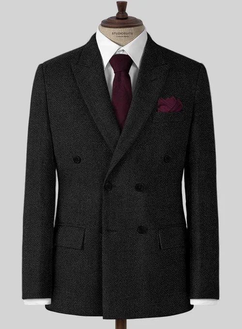 Vintage Plain Black Tweed Suit