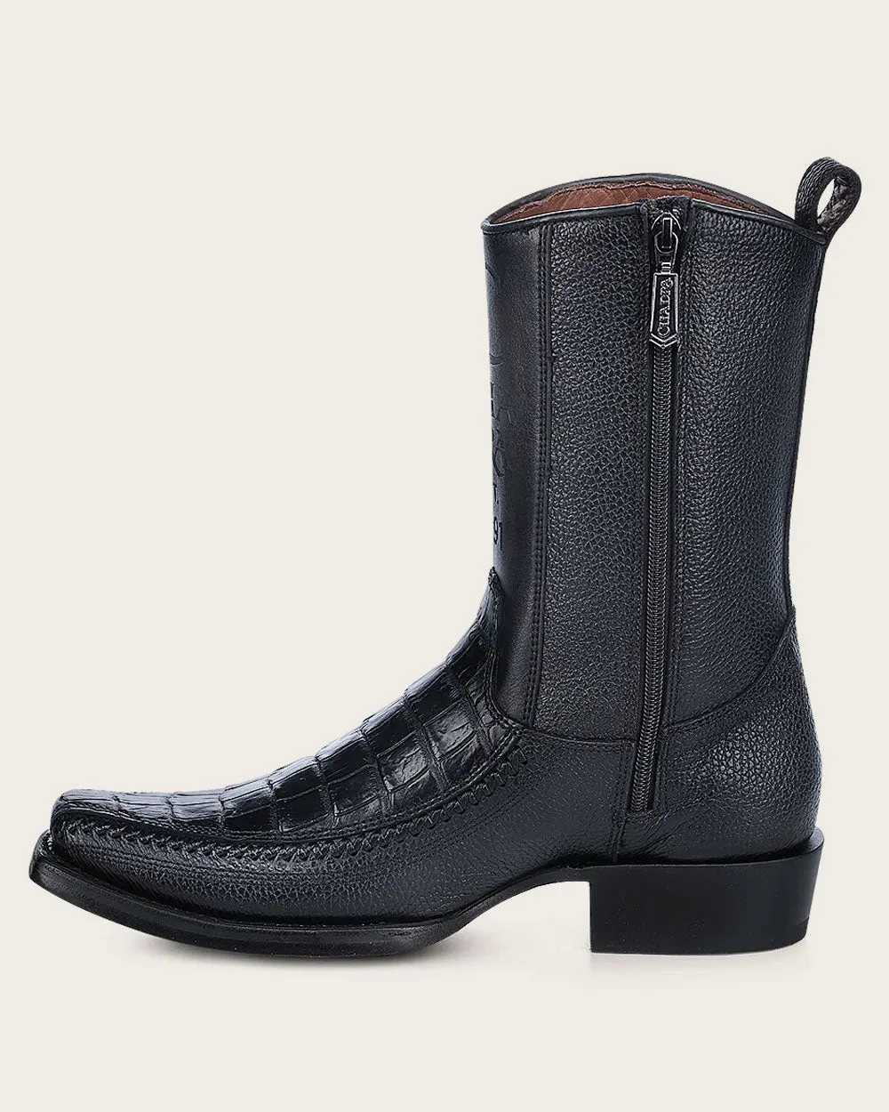 Western black exotic boot