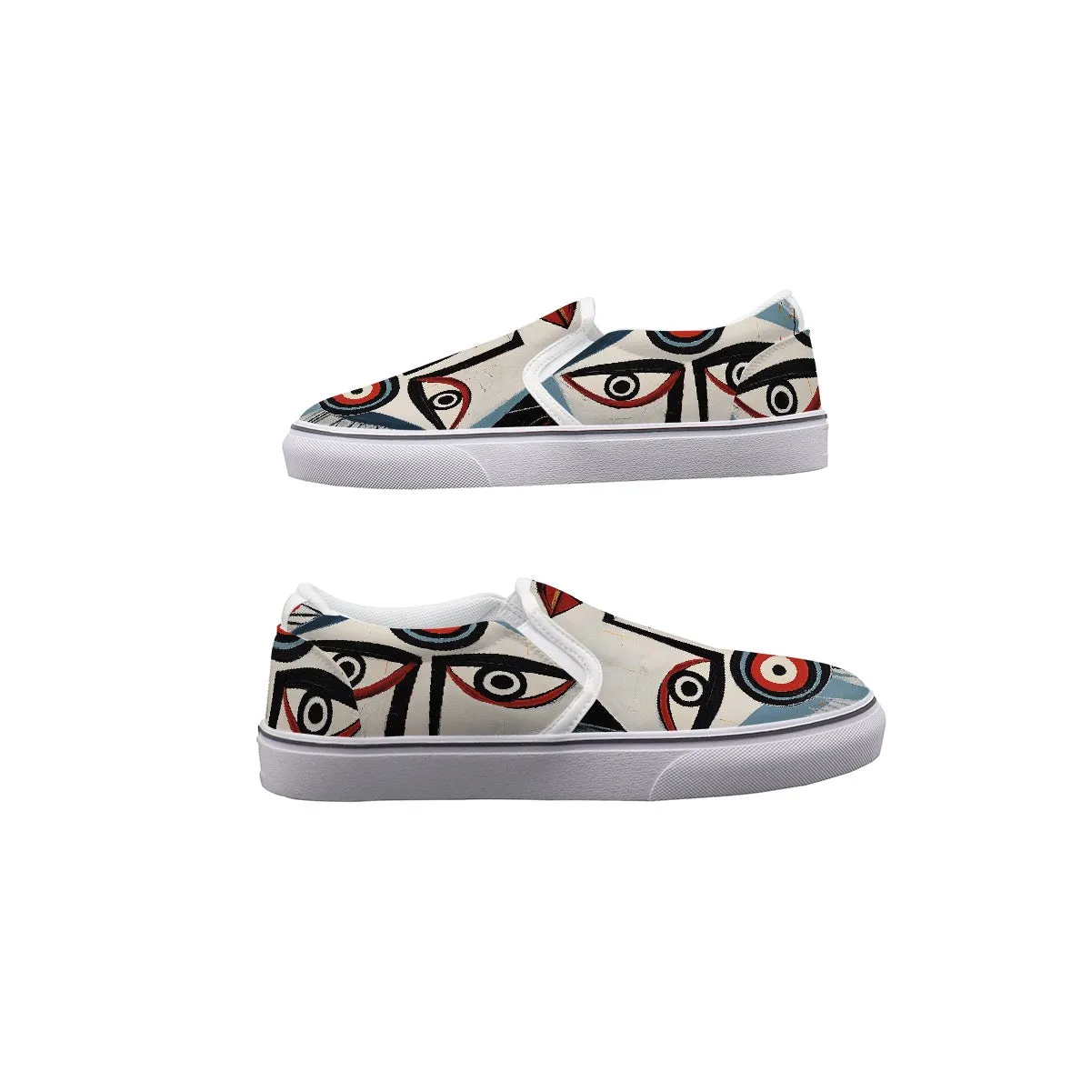 Women's Slip On Sneakers 229 face, abstract, print