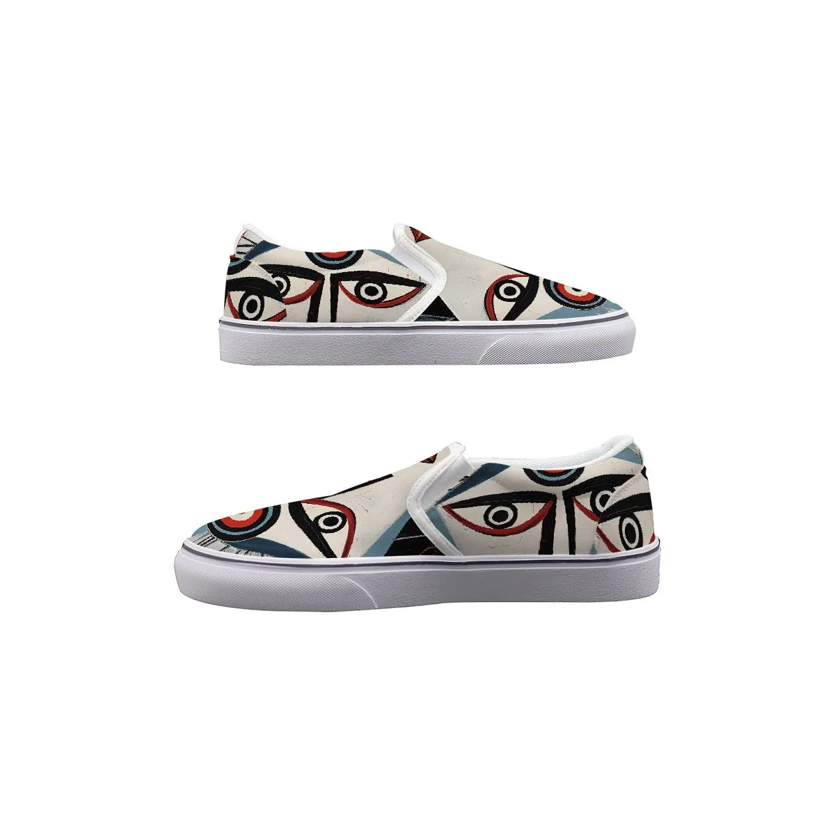 Women's Slip On Sneakers 229 face, abstract, print